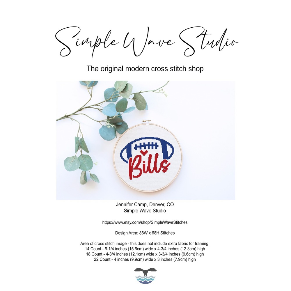 Buffalo Bills Football‎ Counted Cross Stitch Pattern Leaflet Chart
